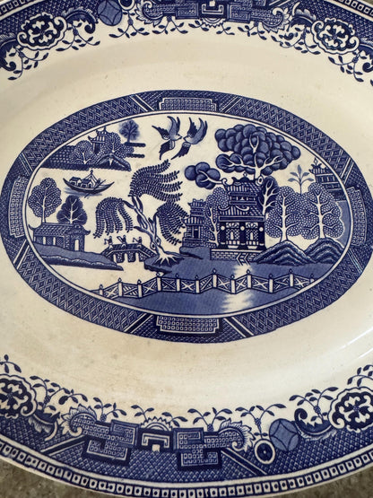 Antique Blue Willow platter Washington Old Willow made in England Blue Willow Platter Transferware
