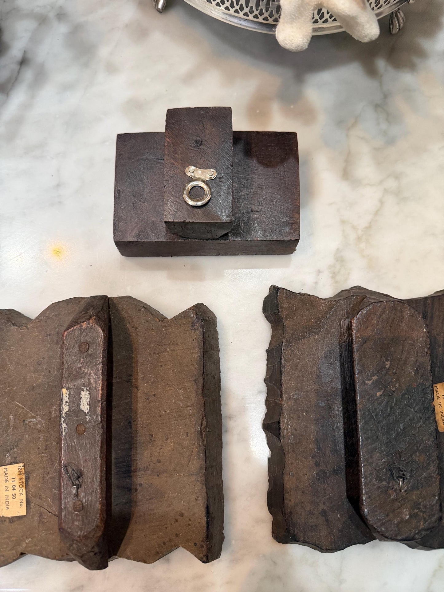 vintage wood blocks set of 3 from India - gorgeous risers or wall decor