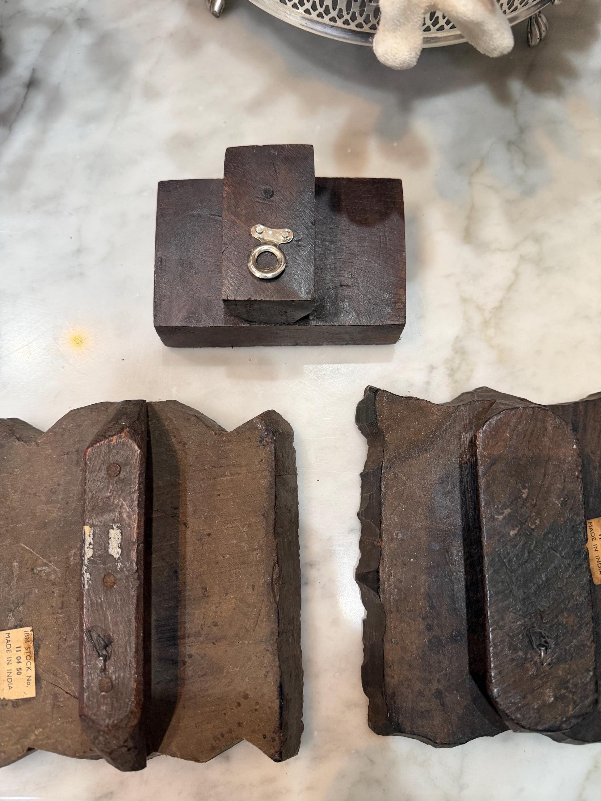 vintage wood blocks set of 3 from India - gorgeous risers or wall decor