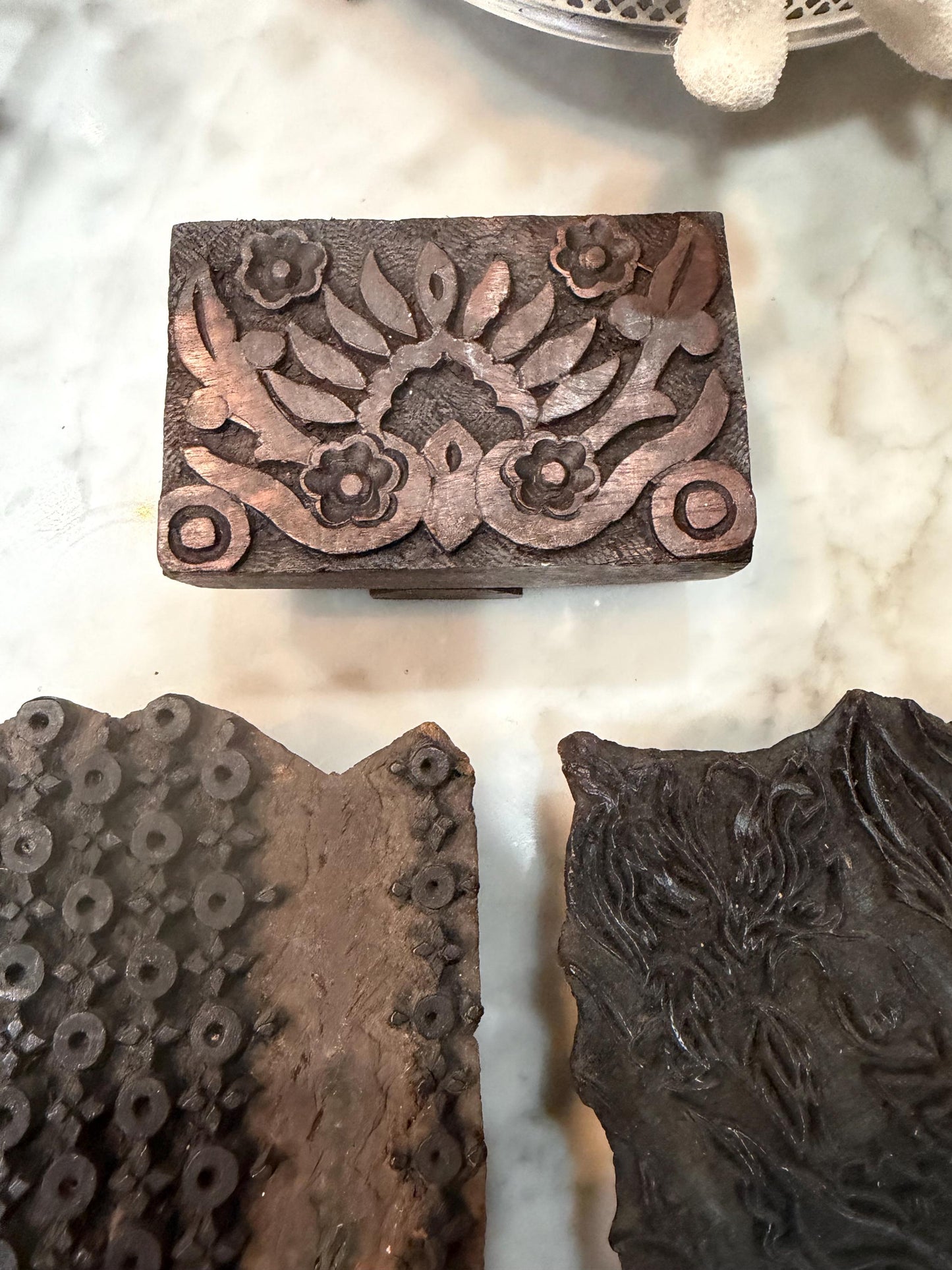 vintage wood blocks set of 3 from India - gorgeous risers or wall decor