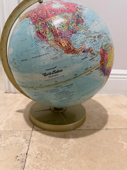 Vintage Replogle World Nation Series Globe 12” | Mid Century Desk Globe | Retro Office Decor | Study Library Accent