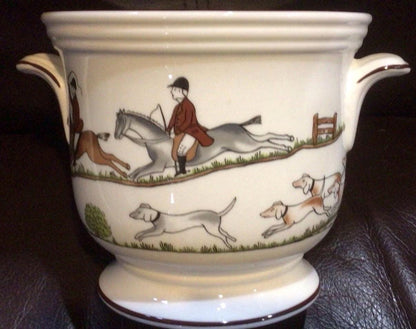 Coalport Hunt Scene Cache Pot Equestrian Pot Horse Planter RARE Collectible pattern