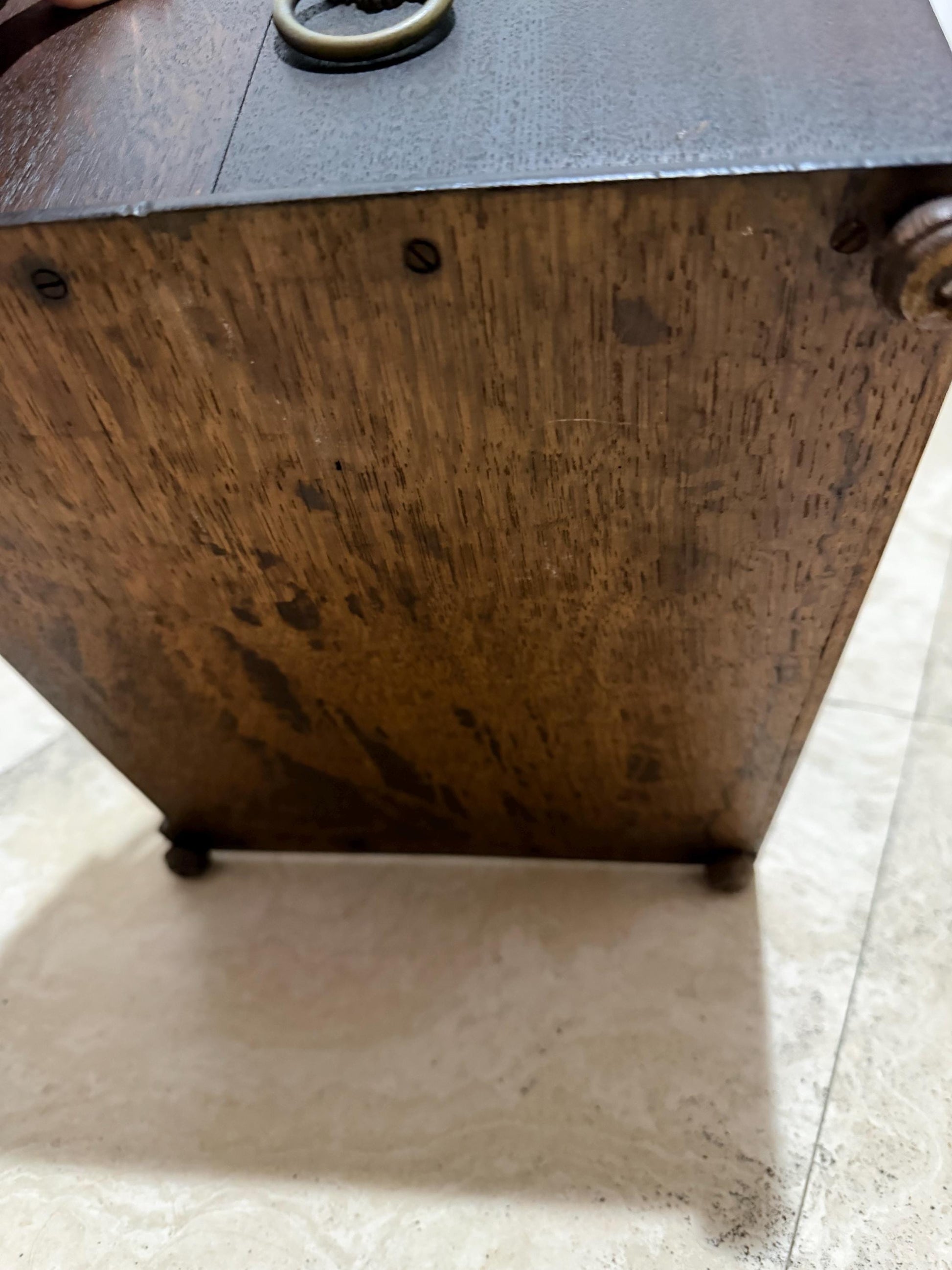 Antique Edwardian letter box Desk tambour desk with lions handles storage piece wood with lid and drawer