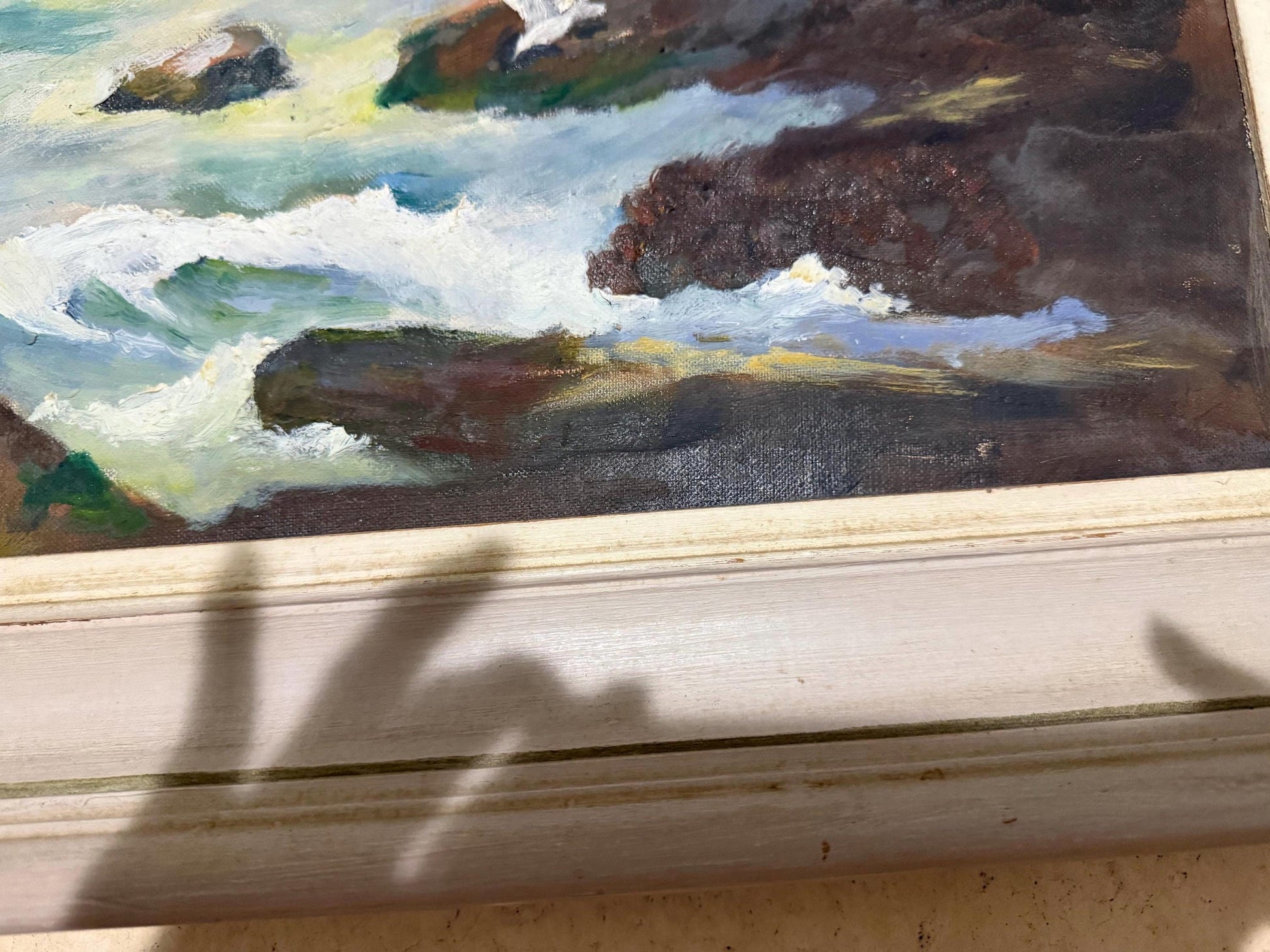 coastal Sea Oil on board vintage signed dated 1962 Roy Randall coastal art