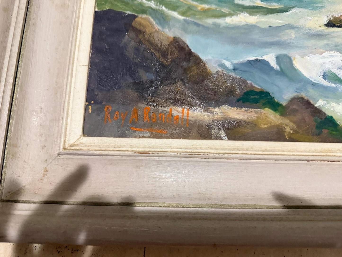 coastal Sea Oil on board vintage signed dated 1962 Roy Randall coastal art