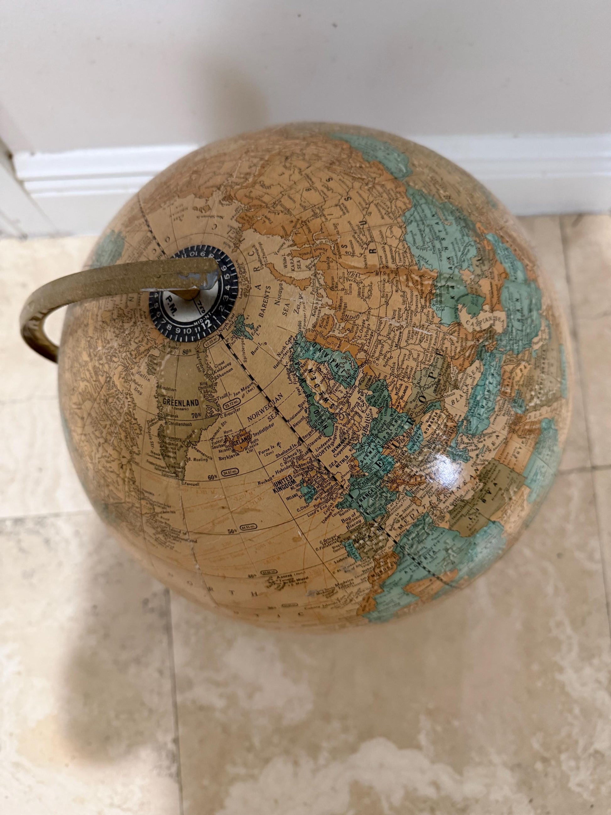 Vintage World Globe with Wood Base | Mid Century Style Desk Globe | Old World Library Decor | Study Office Styling Accent