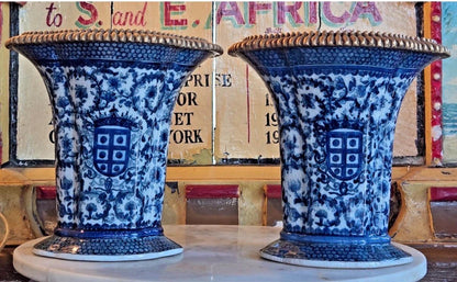 Blue White ormalu planters vases united Wilson vases pair blue white vase set of vases