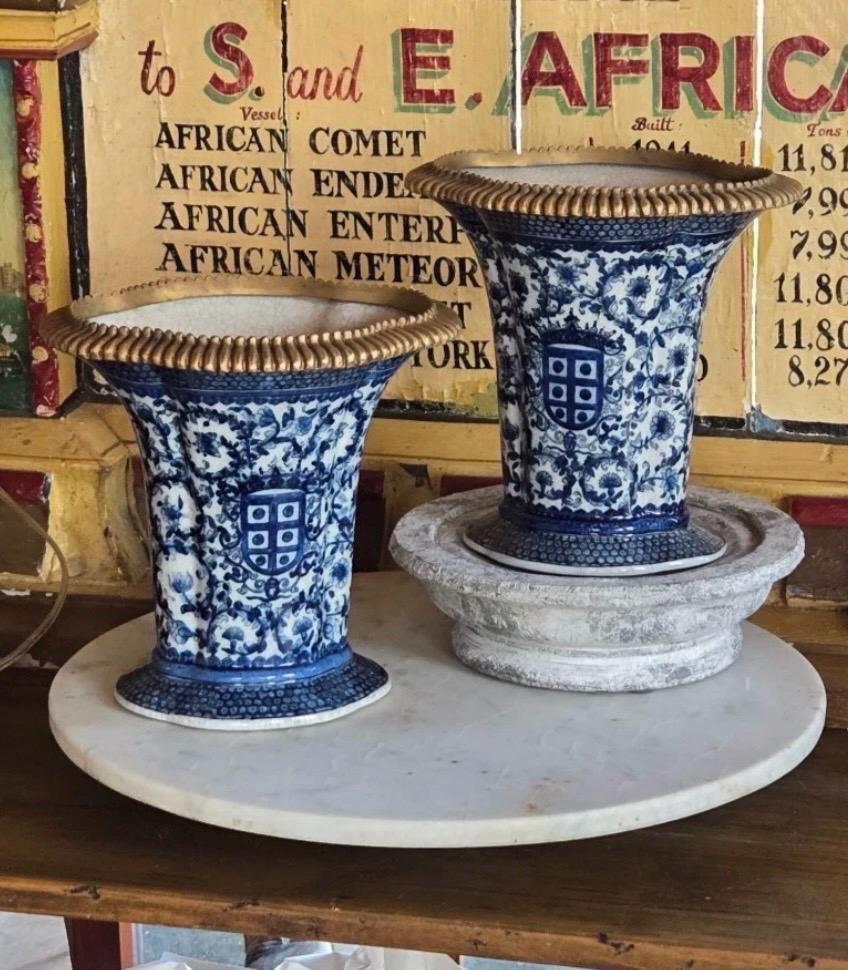 Blue White ormalu planters vases united Wilson vases pair blue white vase set of vases