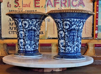 Blue White ormalu planters vases united Wilson vases pair blue white vase set of vases