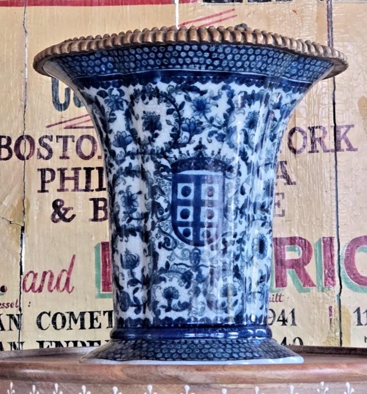 Blue White ormalu planters vases united Wilson vases pair blue white vase set of vases