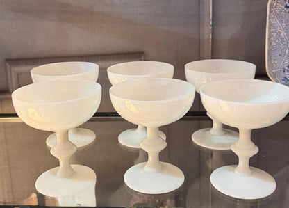 Vintage French Opaline champagne coupes Portieux Vallerysthal dessert cups wedding glasses set of 8