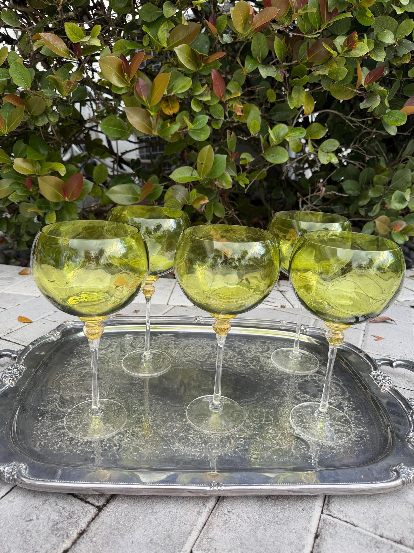 hand blown vintage wine glasses tall