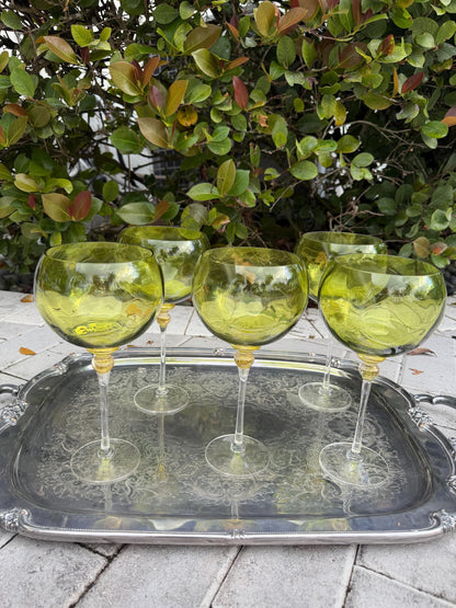 hand blown vintage wine glasses tall