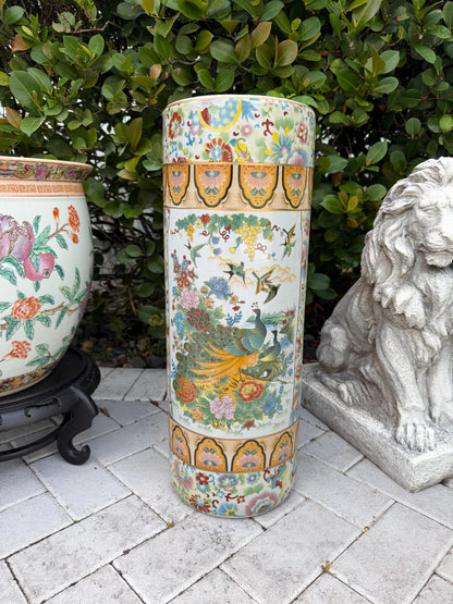 Umbrella vase stand Asian vase florals and birds chinoserie stand vase