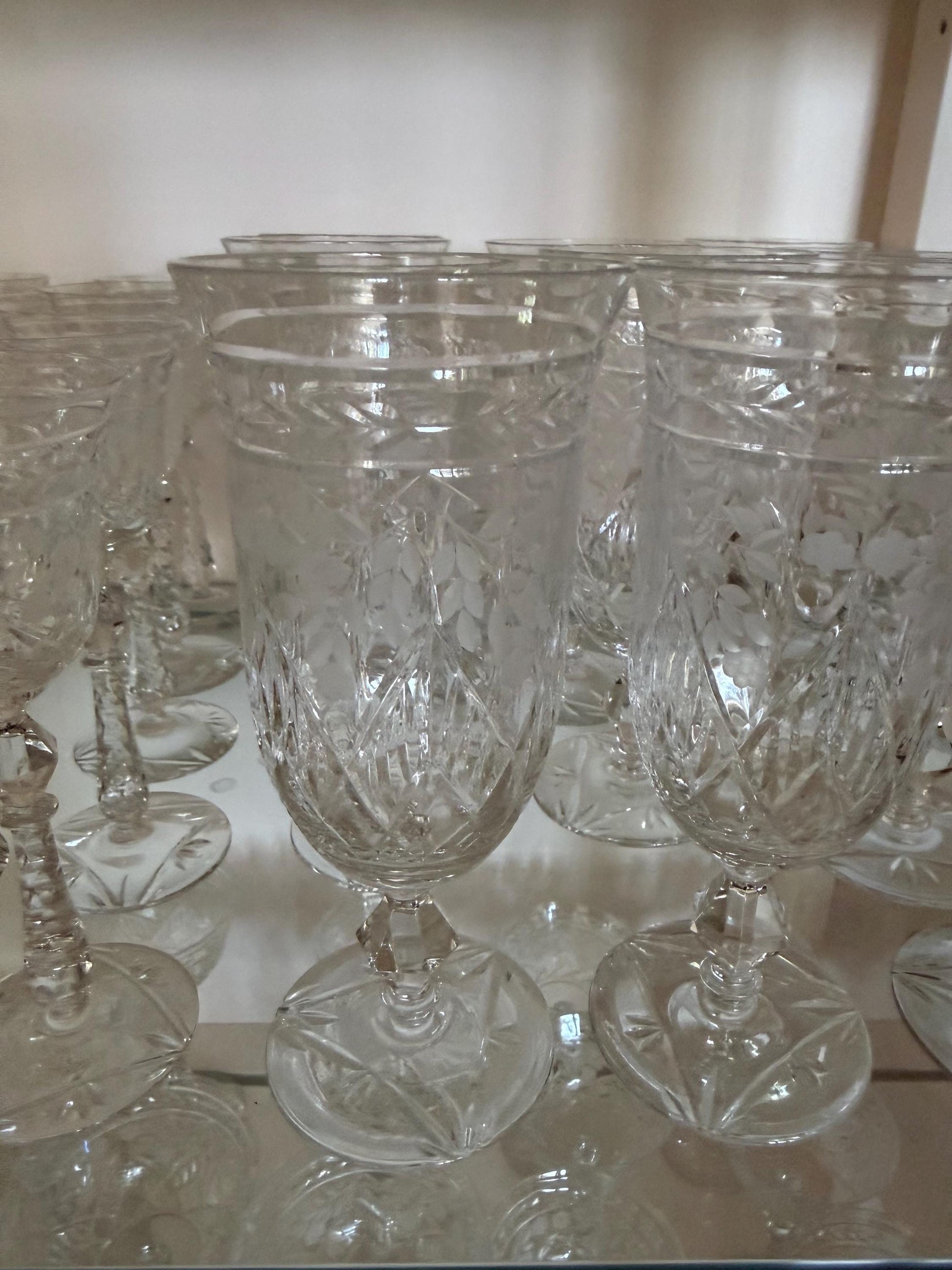 Rock Sharpe Marina Crystal Stenware 50 pcs wine, water, champagne coupes, cordials etc excellent and gorgeous