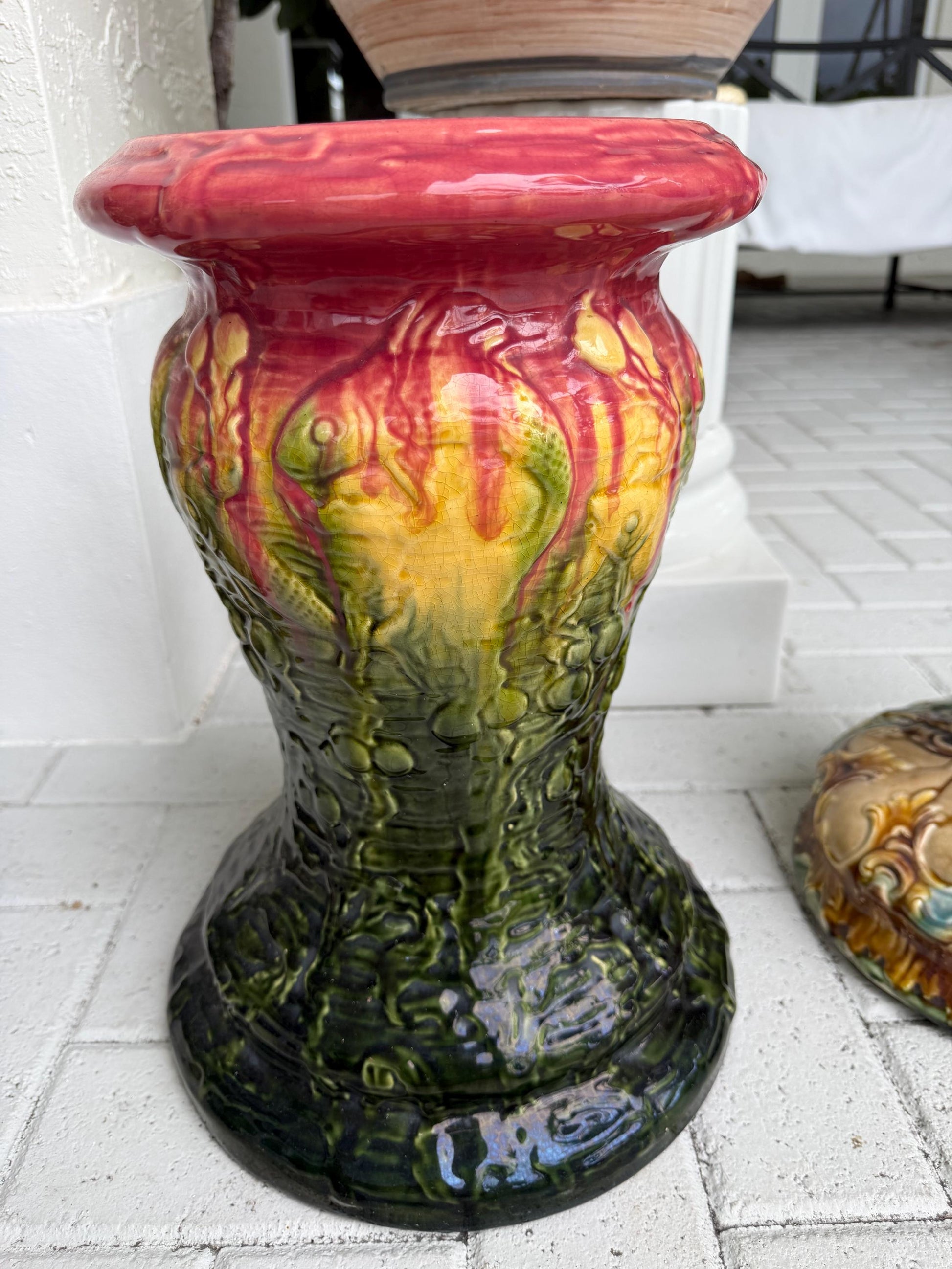 majolica pedestal by Roseville