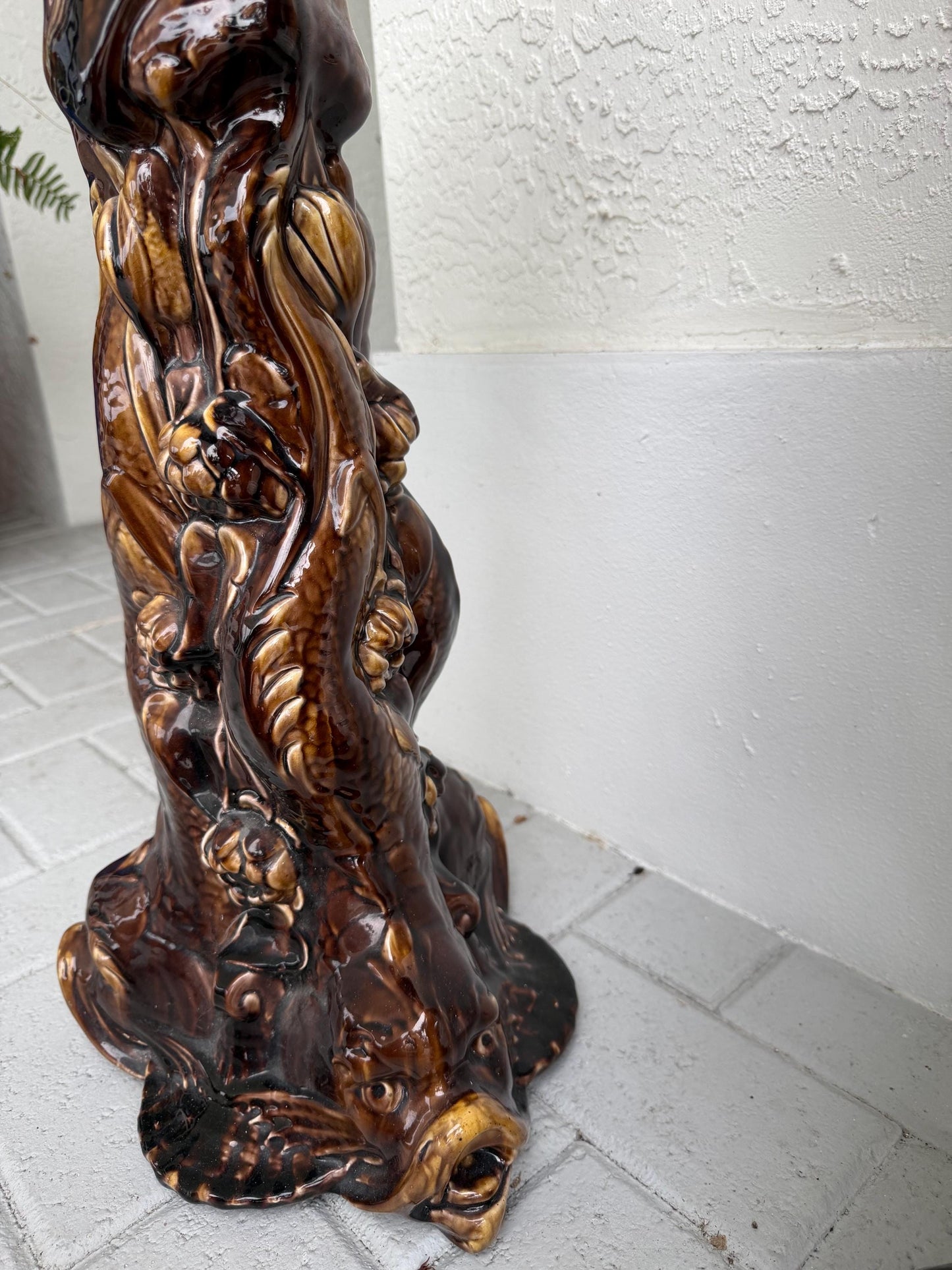Lewis Jarvis Harvey Dolphin Majolica pedestal