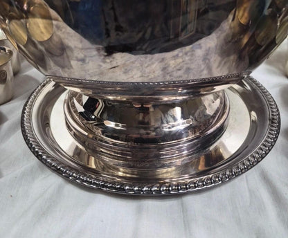 Silver punch bowl and cups silver plate punch bowl serving piece with matching cups wedding silver party service vintage silver plate