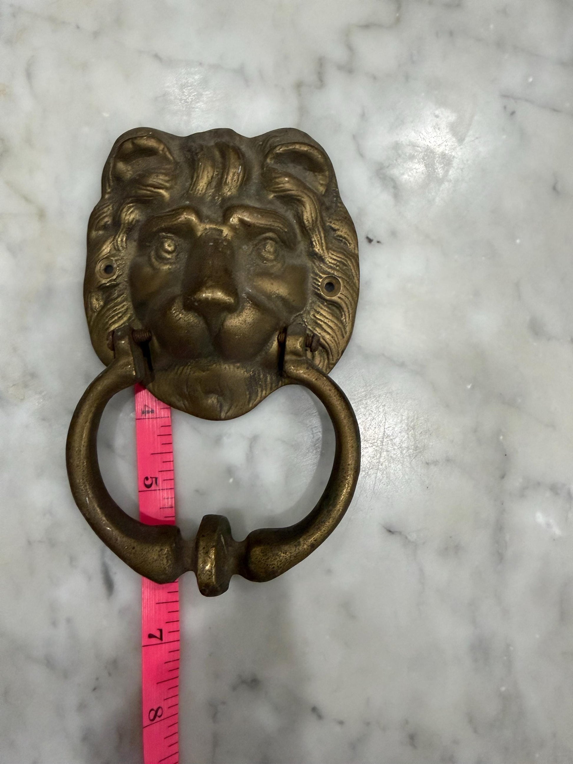 Brass lion door knocker vintage