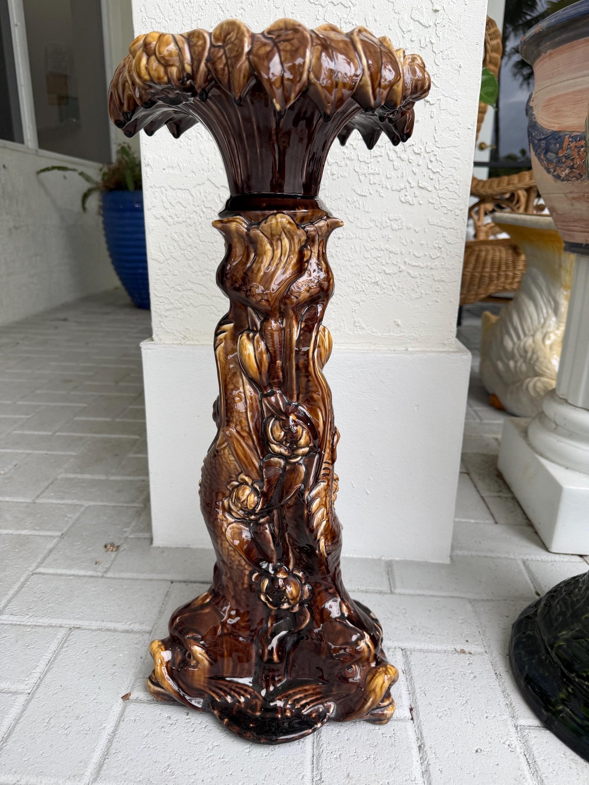 Lewis Jarvis Harvey Dolphin Majolica pedestal