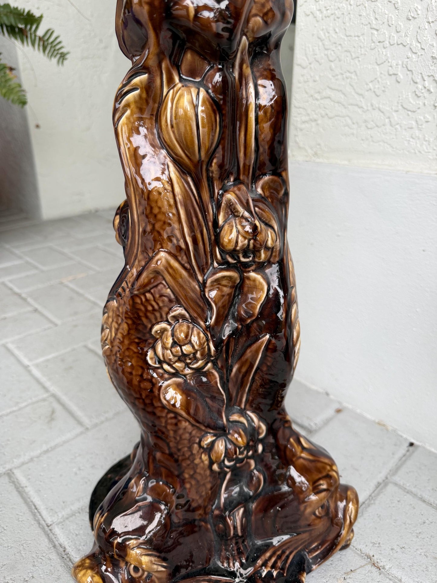 Lewis Jarvis Harvey Dolphin Majolica pedestal