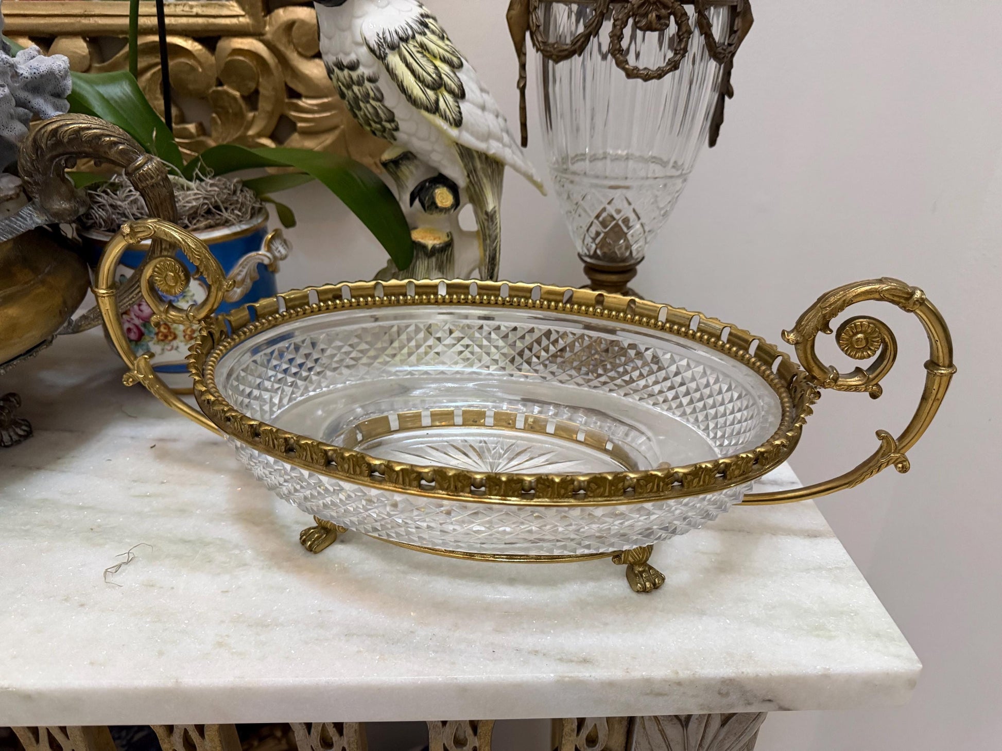 Crystal French ormolu Antique bowl Baccarat style Stunning piece highly sought after