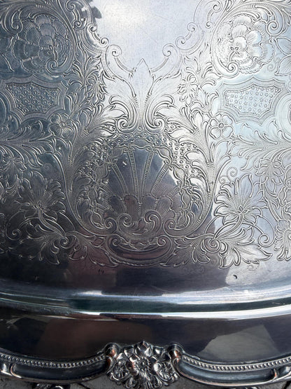 Silver Tray vintage large with shell detail Serving tray