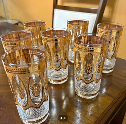 Culver Regency glasses 22 karat high ball set of 7 glasss