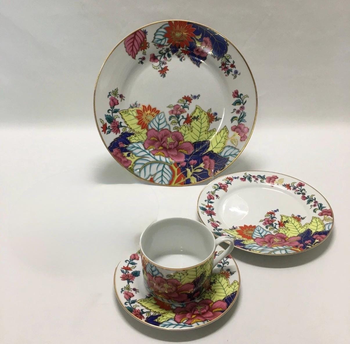 Tobacco Leaf Imperial place setting dinner plate salad plates cup saucer vintage tobacco leaf china