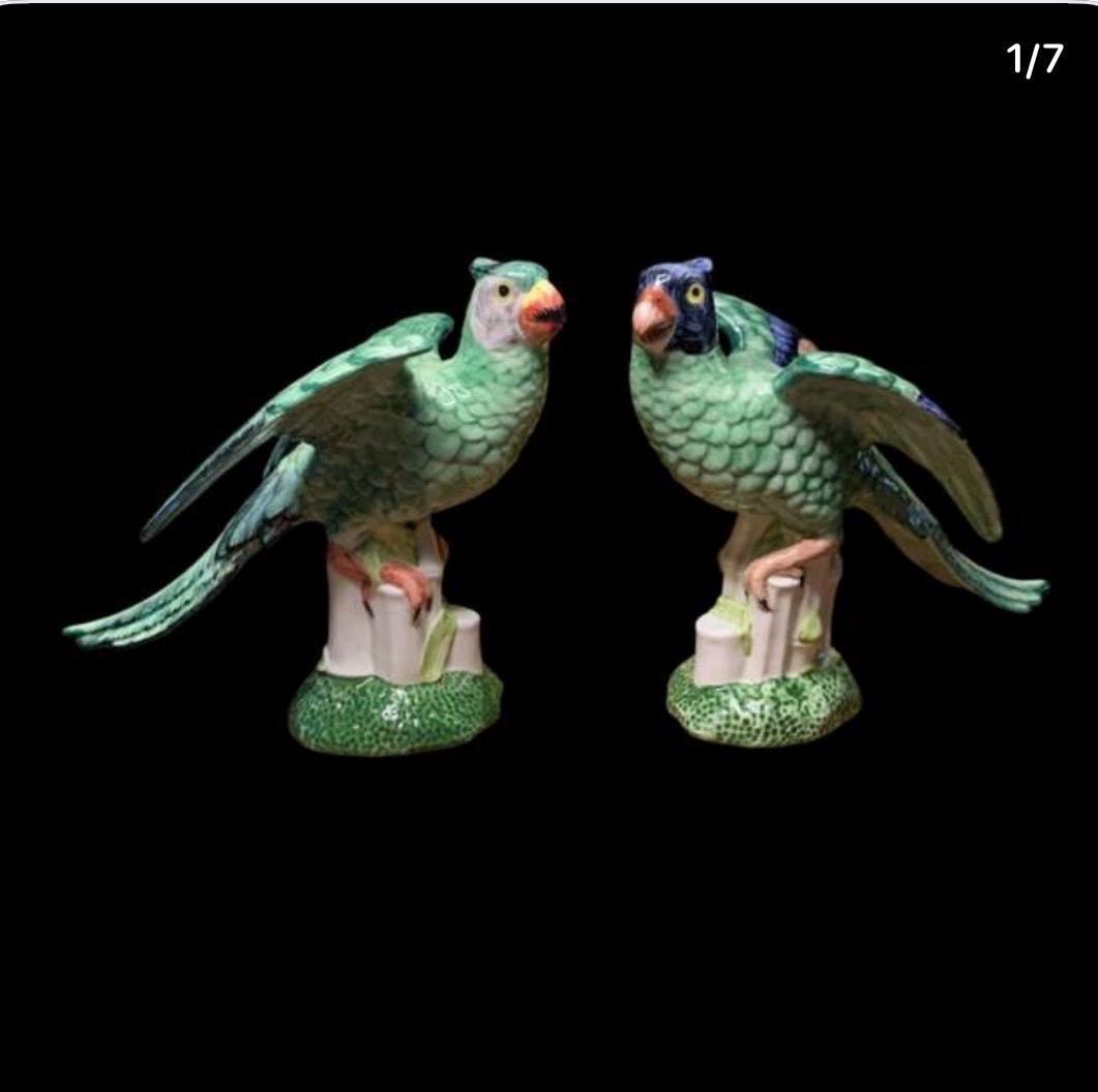 Birds pair porcelain Chelsea House made in Italy vintage pair of birds