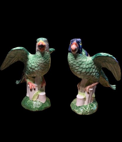 Birds pair porcelain Chelsea House made in Italy vintage pair of birds