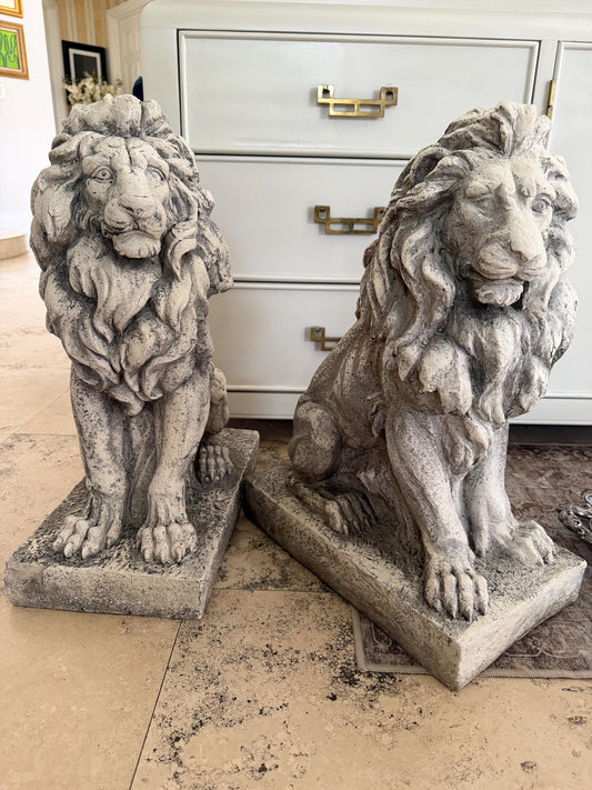 lion statues entryway lions