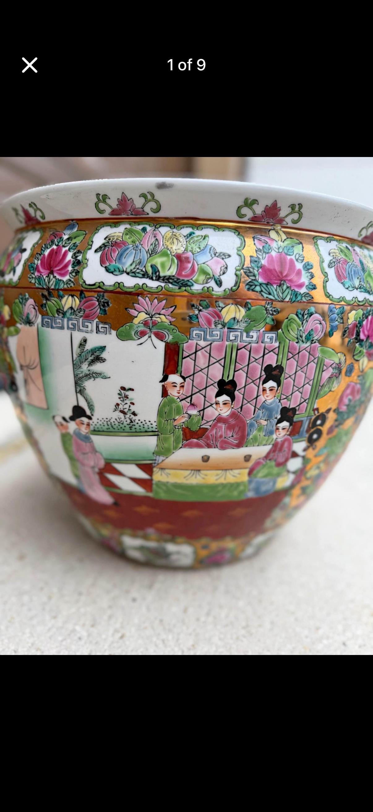 Rose medallion Planter fish pot Famille rose planter jardinare