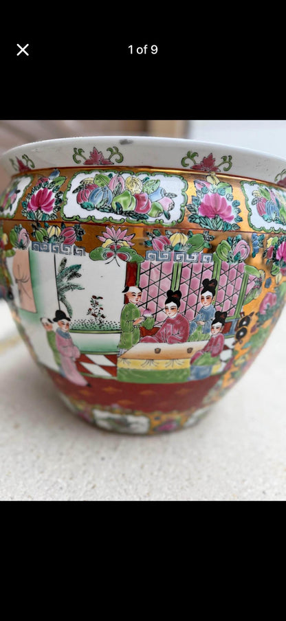 Rose medallion Planter fish pot Famille rose planter jardinare