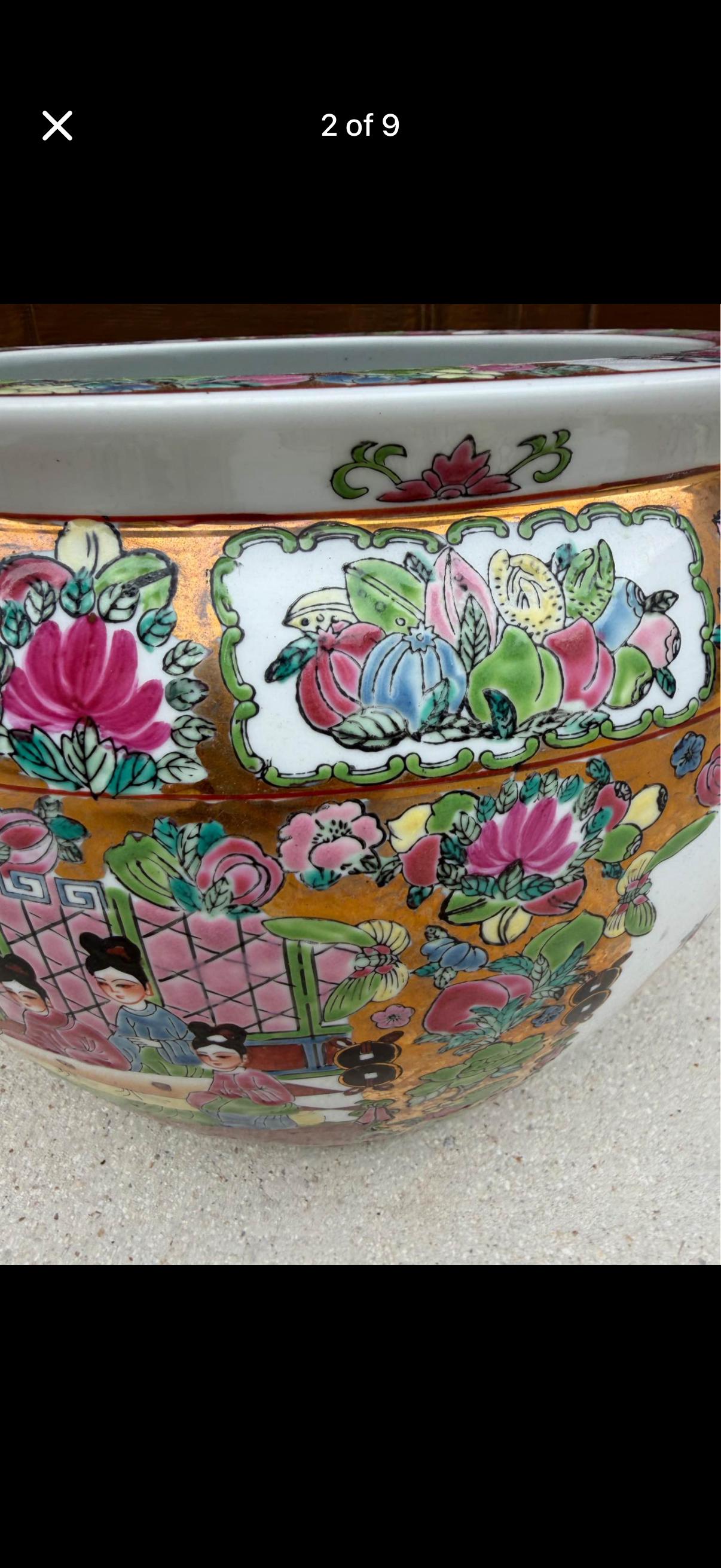 Rose medallion Planter fish pot Famille rose planter jardinare