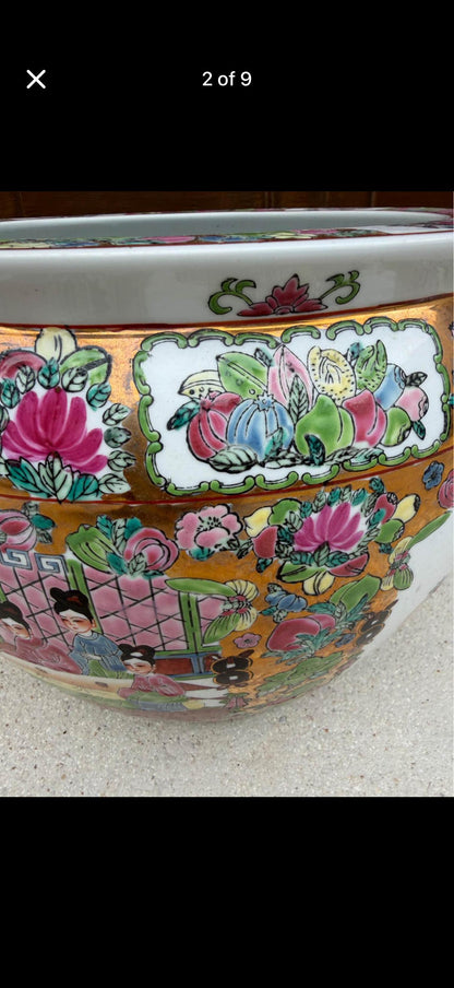 Rose medallion Planter fish pot Famille rose planter jardinare
