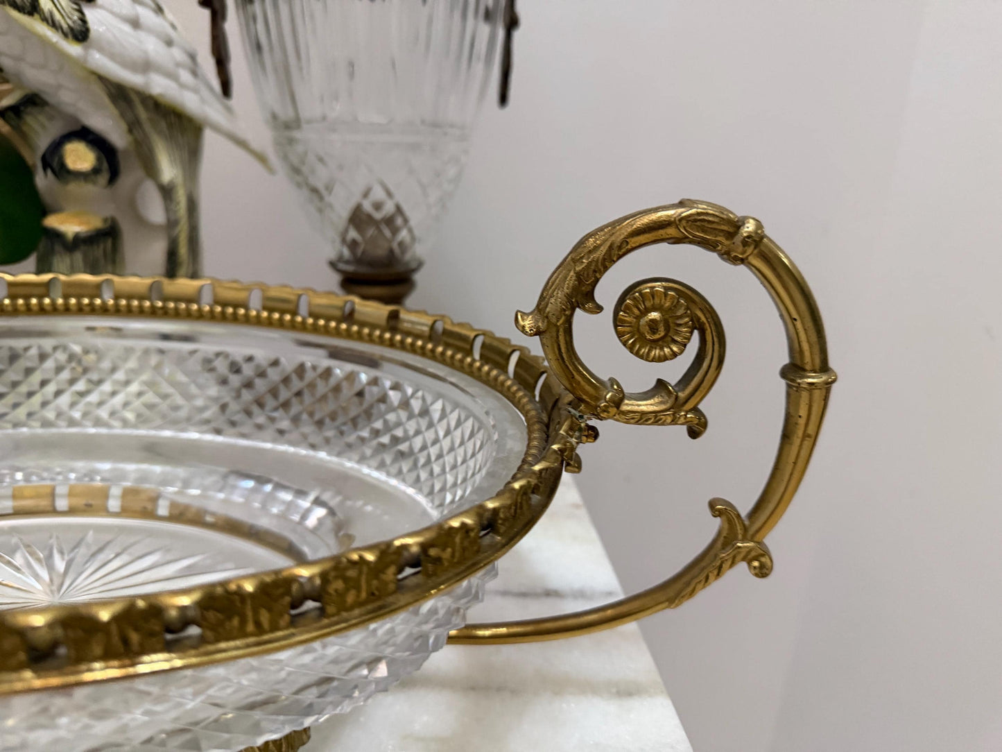 Crystal French ormolu Antique bowl Baccarat style Stunning piece highly sought after