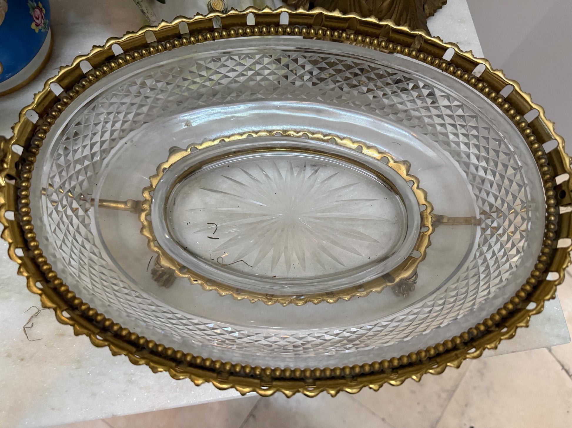 Crystal French ormolu Antique bowl Baccarat style Stunning piece highly sought after