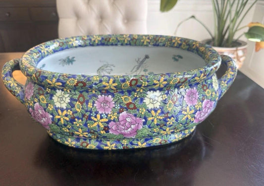 Famille Rose Footbath porcelain large bowl Chinoserie Decor