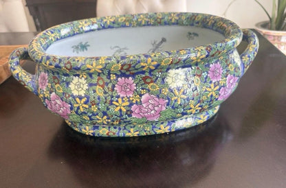 Famille Rose Footbath porcelain large bowl Chinoserie Decor