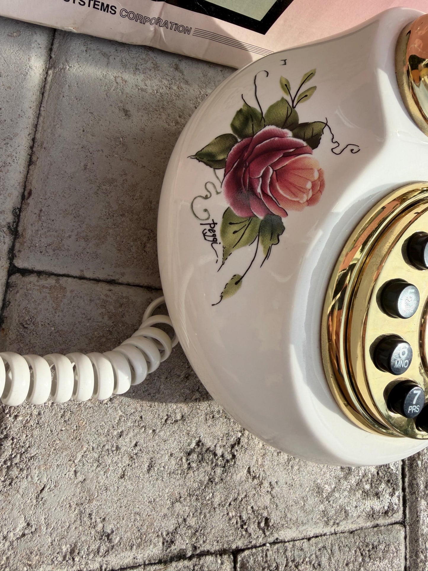 Porcelain French phone with box mcm phone decor Hollywoid regency decor