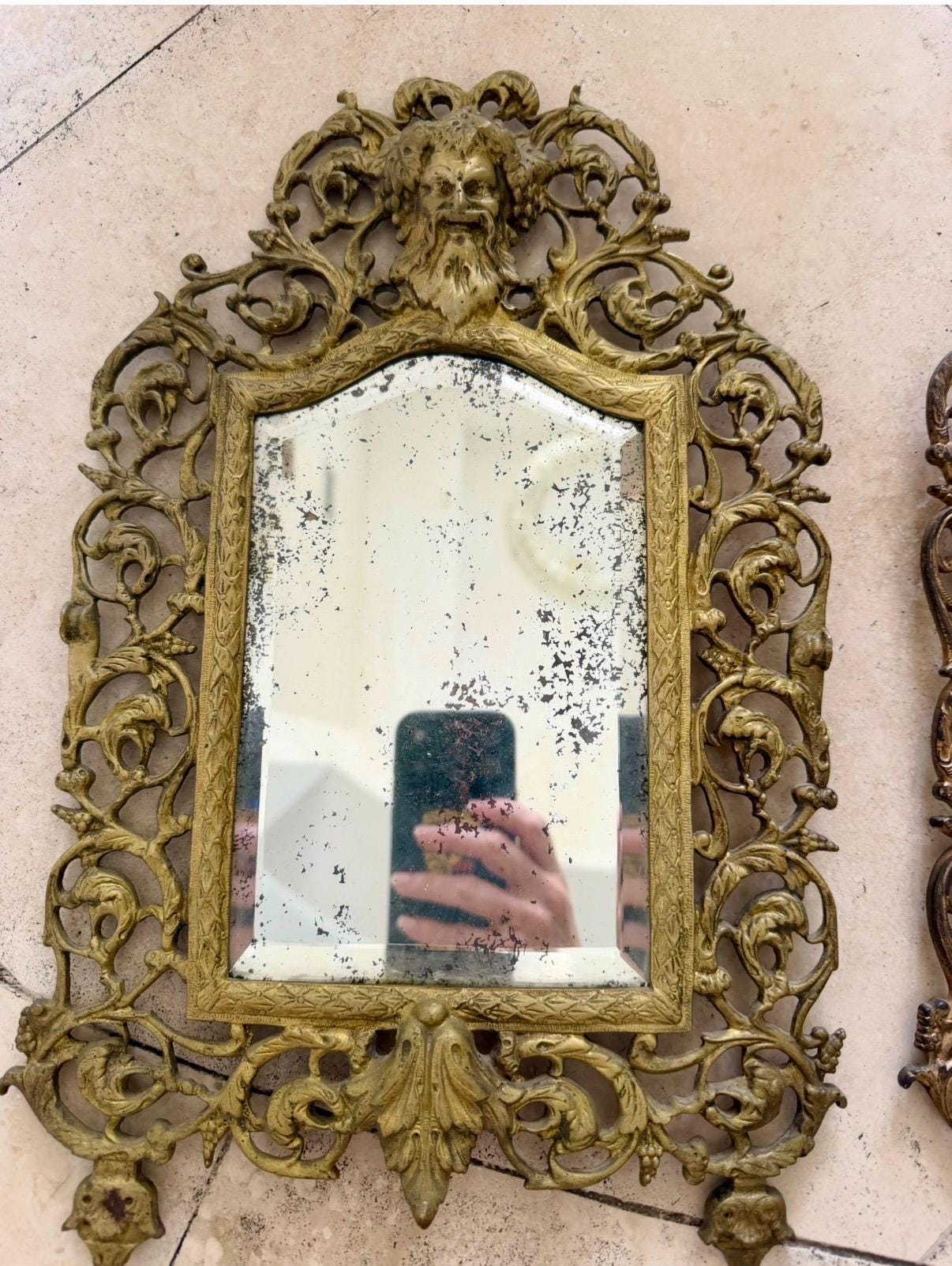 Brass Bradley Hubbard Bacchaus mirror set Ornate mirror set