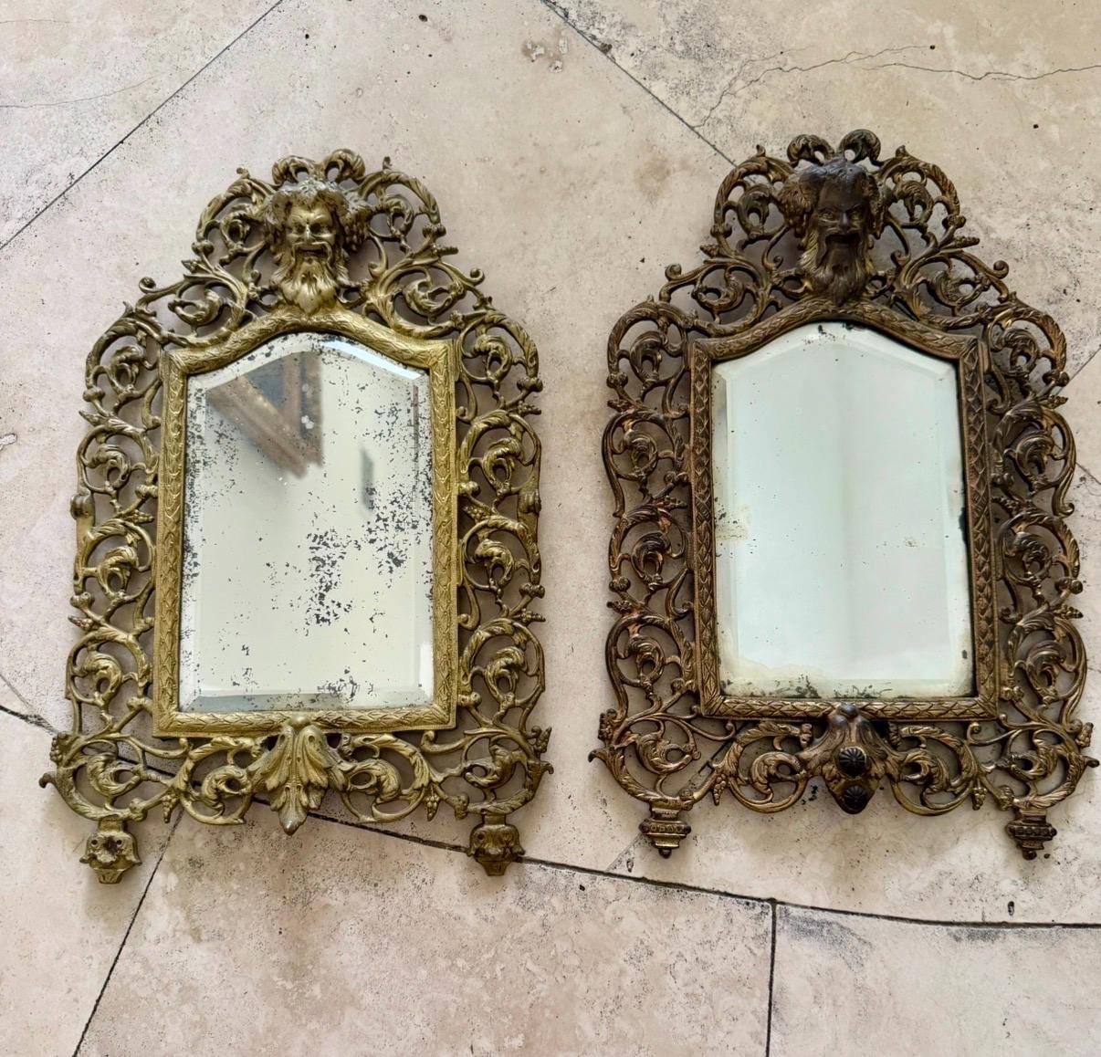 Brass Bradley Hubbard Bacchaus mirror set Ornate mirror set