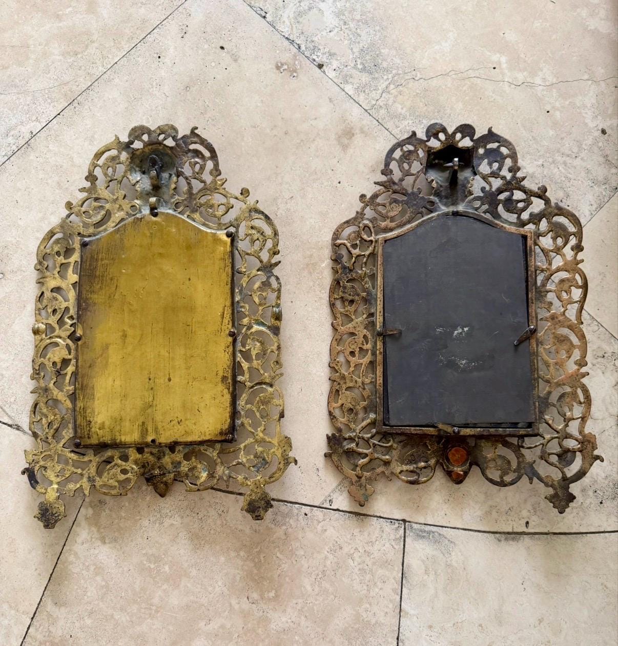 Brass Bradley Hubbard Bacchaus mirror set Ornate mirror set