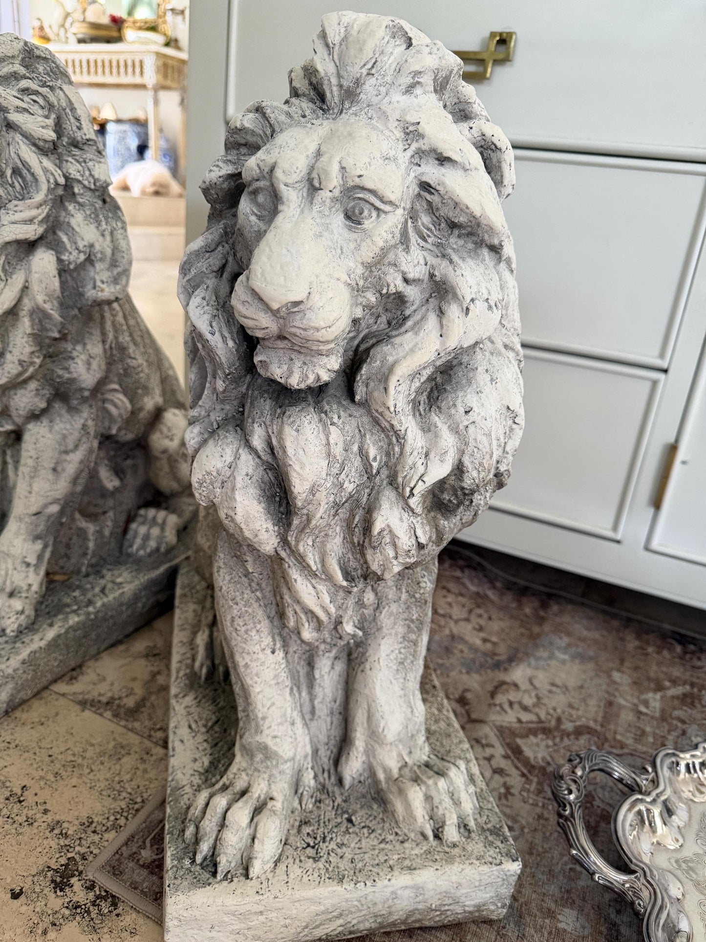 Lion Guardian statue pair of vintage guardian entryway lions