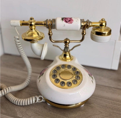 Porcelain French phone with box mcm phone decor Hollywoid regency decor