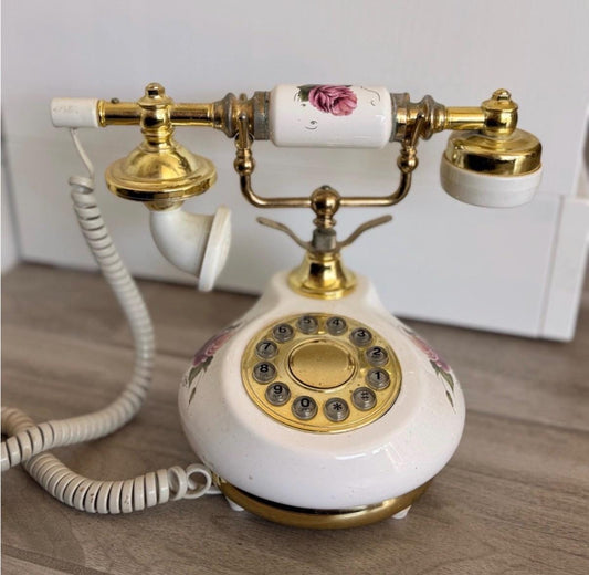 Porcelain French phone with box mcm phone decor Hollywoid regency decor