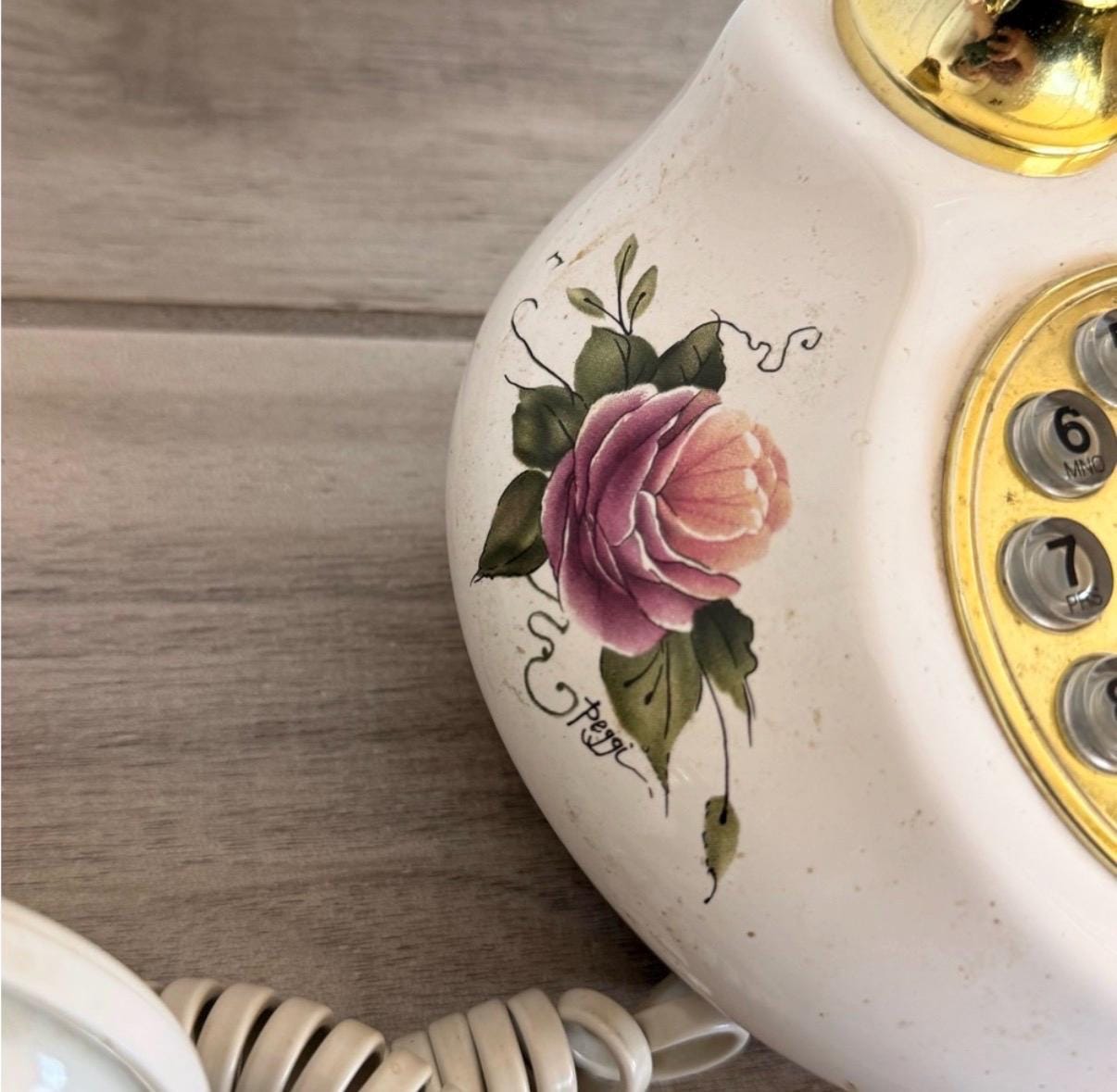Porcelain French phone with box mcm phone decor Hollywoid regency decor