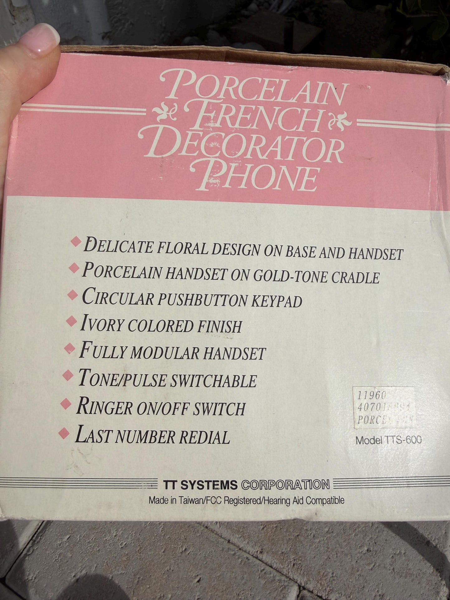 Porcelain French phone with box mcm phone decor Hollywoid regency decor
