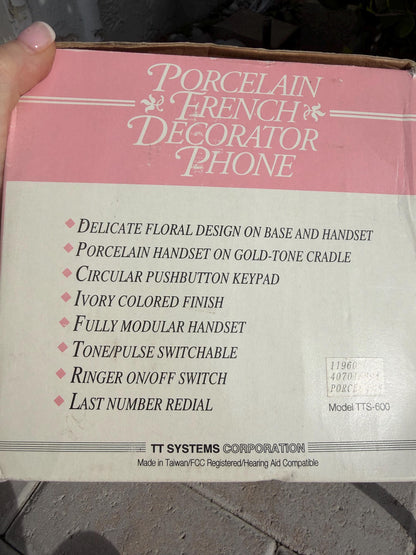 Porcelain French phone with box mcm phone decor Hollywoid regency decor